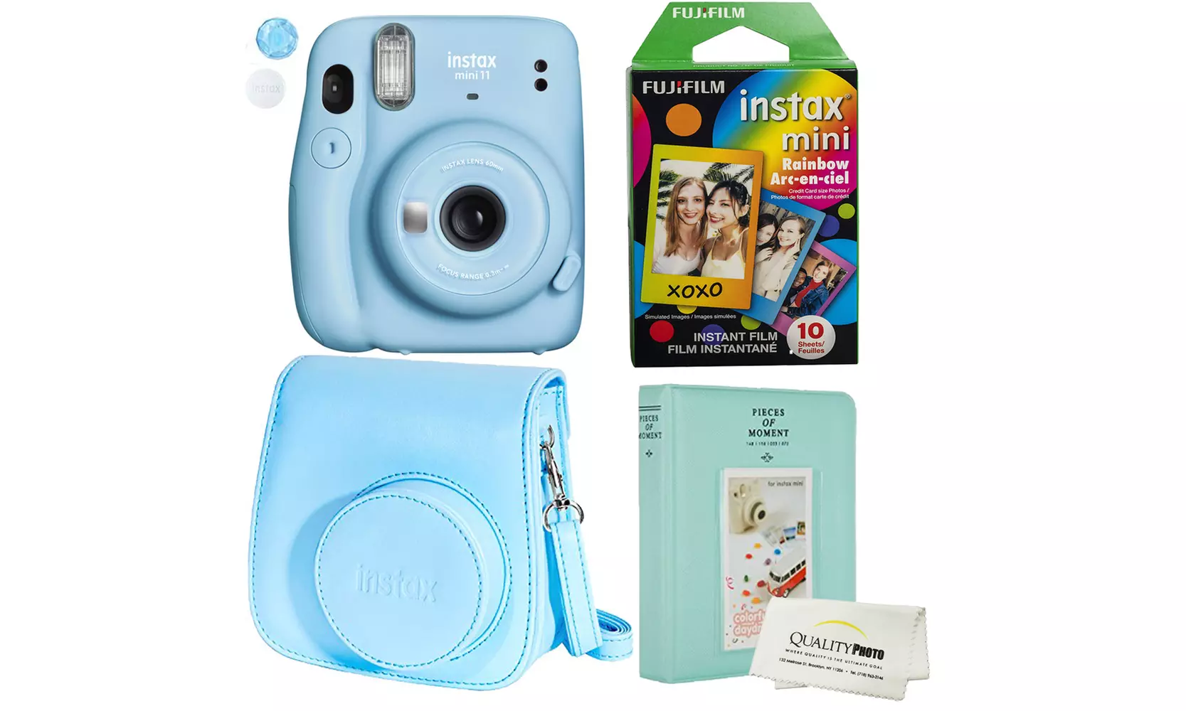 Fujifilm Instax Mini 11 Ice Blue Instant Camera Plus Case, Album & Film - Primary Image