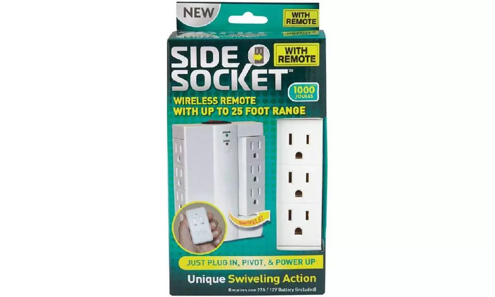 Side Socket Si211124 6-outlet Power Strip With Remote, White - Second Medium