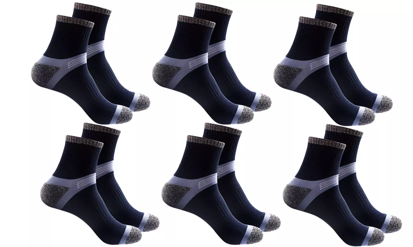Men's Cotton Athletic Quarter Crew Socks (3 or 6 Pairs)