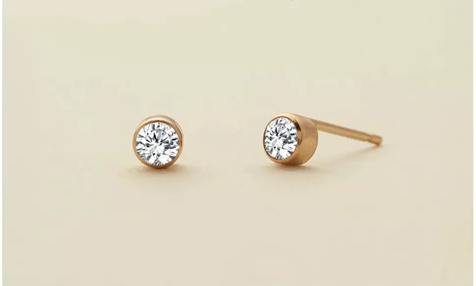 4mm Birthstone Stud Earrings in 14K Gold Plated Stainless Steel, 12 Colors