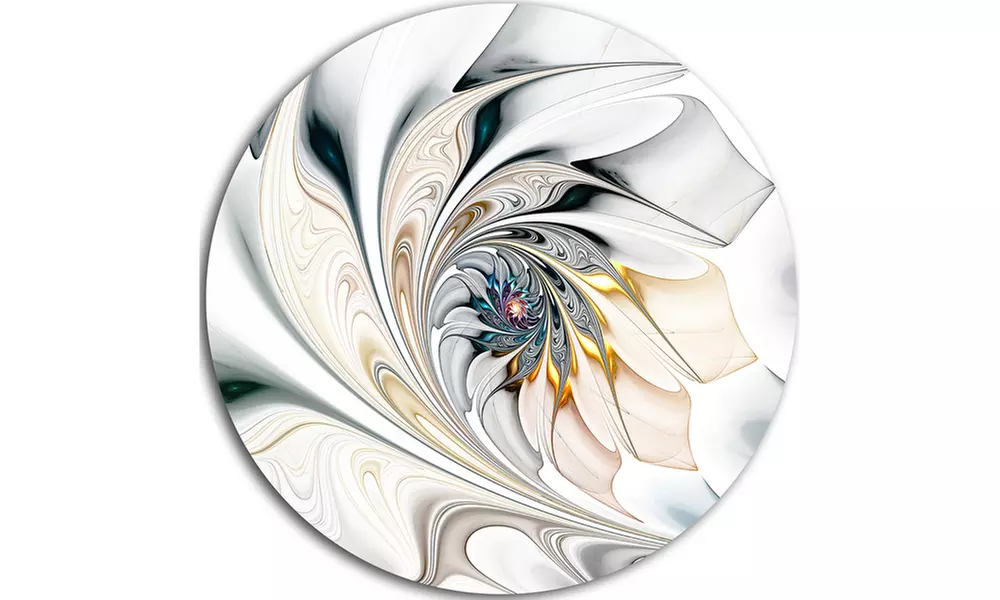 Floral Stained Glass Wall Art on Metal Circle - Second Medium