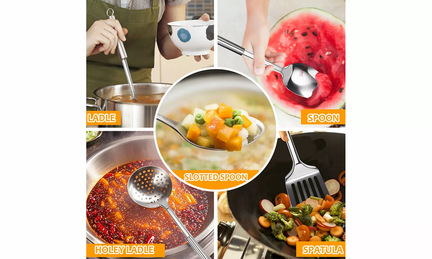 Set of 5 Stainless Steel Heat Resistant Kitchen Gadgets Utensil Set