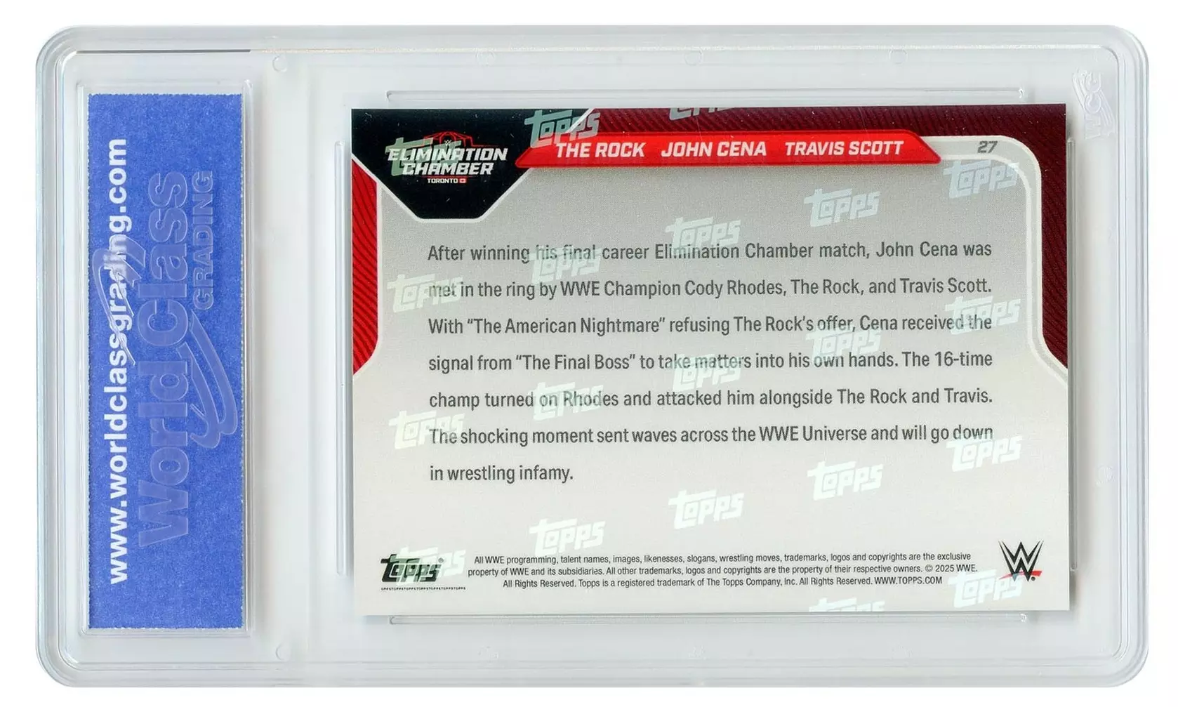 2025 Topps WWE Chamber The Rock / John Cena / Travis Scott Card #27 GEM MINT 10
