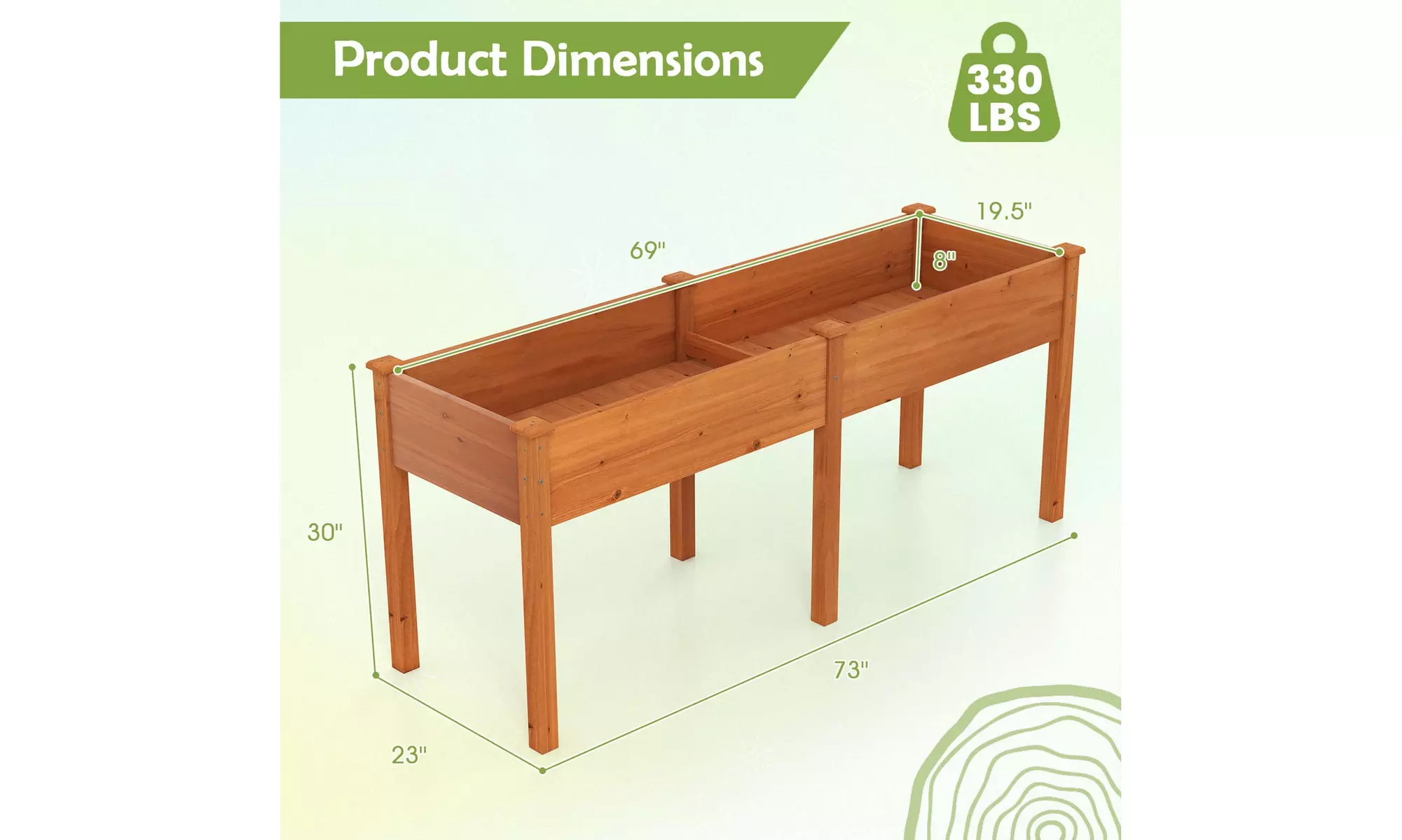 Costway Outdoor Raised Garden Bed with Legs Wood Planter Box with Divider Panel