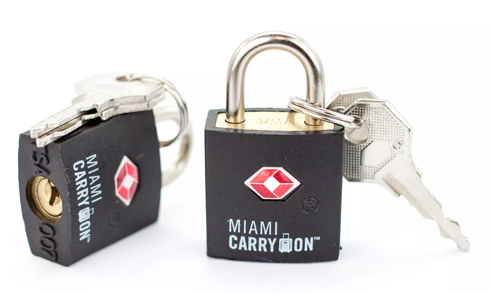 Miami CarryOn TSA Approved Padlock Pair - Keyed Luggage Lock - Keyed Different