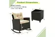 Costway 3 PCS Patio Wicker Rocking Set with Tempered Glass Table & Soft Cushions - Second Medium