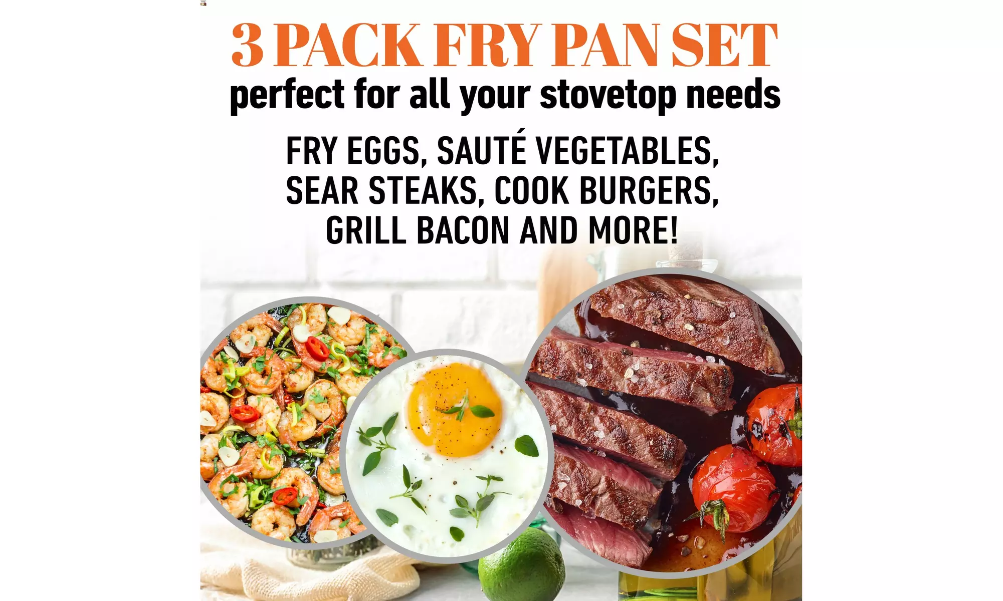 Granitestone 3-Piece Nonstick Frying Pans Set (8, 10, 12 inch)