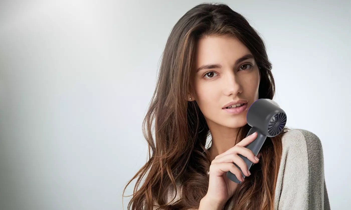 iMounTEK 100-Speed Handheld Turbo Fan with Ice Cooler and LCD Display
