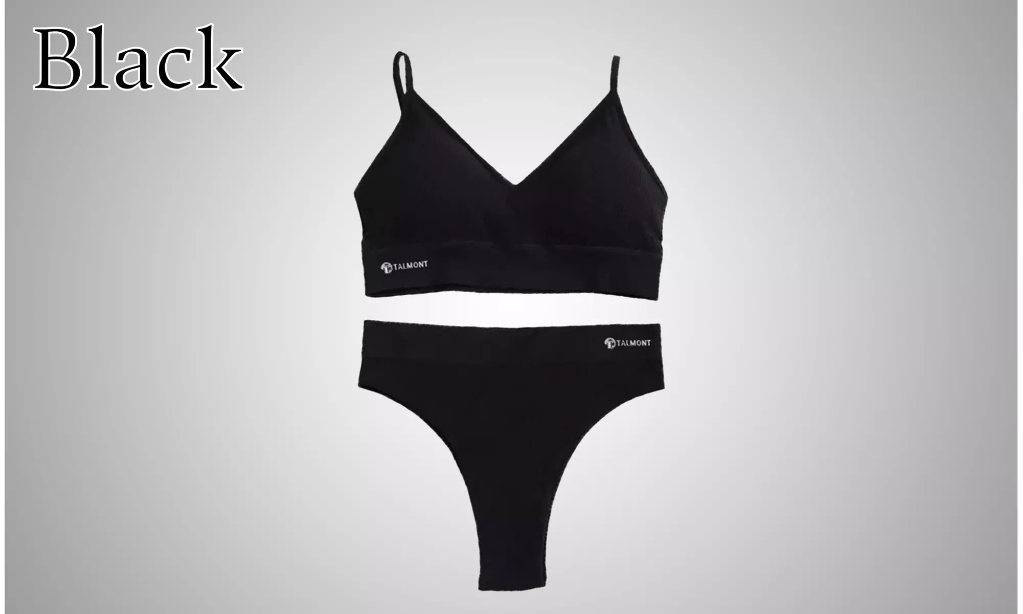 Talmont Seamless Ribbed Bra and Panty Set Soft Stretchy Lounge Lingerie