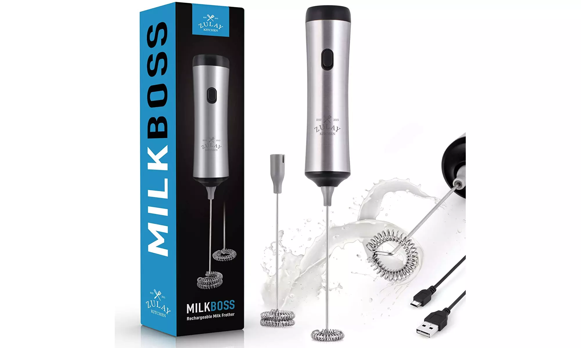 Zulay Super High Powered Rechargeable Milk Frother and Milk Foamer - Primary Image
