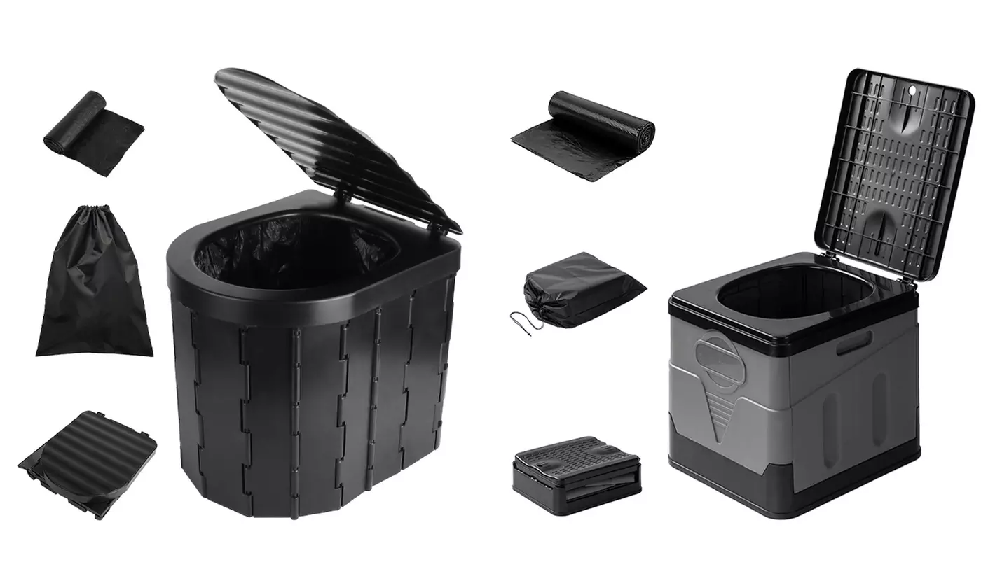 LakeForest Portable Foldable Camping Toilet with Lid for Travel and Outdoors