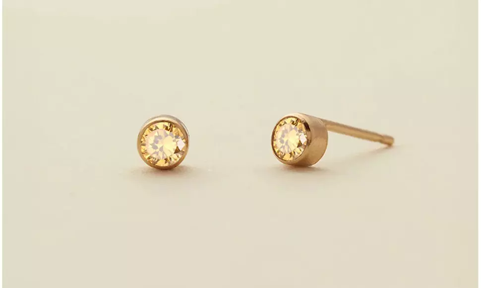 4mm Birthstone Stud Earrings in 14K Gold Plated Stainless Steel, 12 Colors