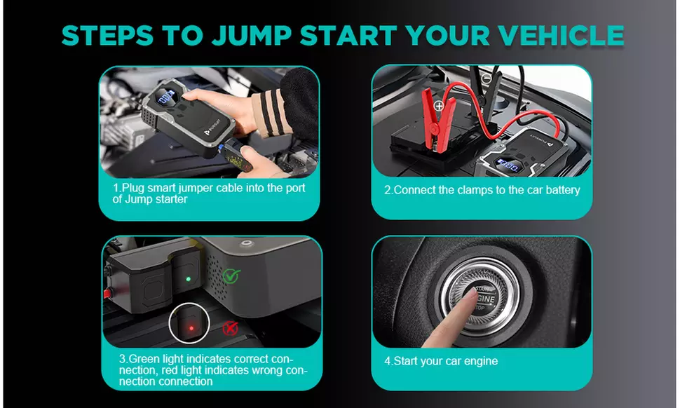 Pursuit Portable Car Jump Starter with 150PSI Air Compressor 12V Battery Booster