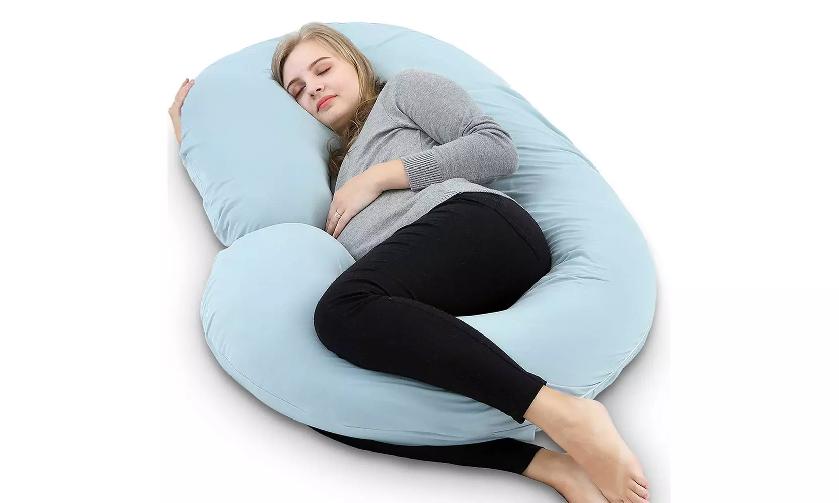 Pregnancy Body Pillow with Velour Cover,C Shaped Full Body Pillow - Second Medium