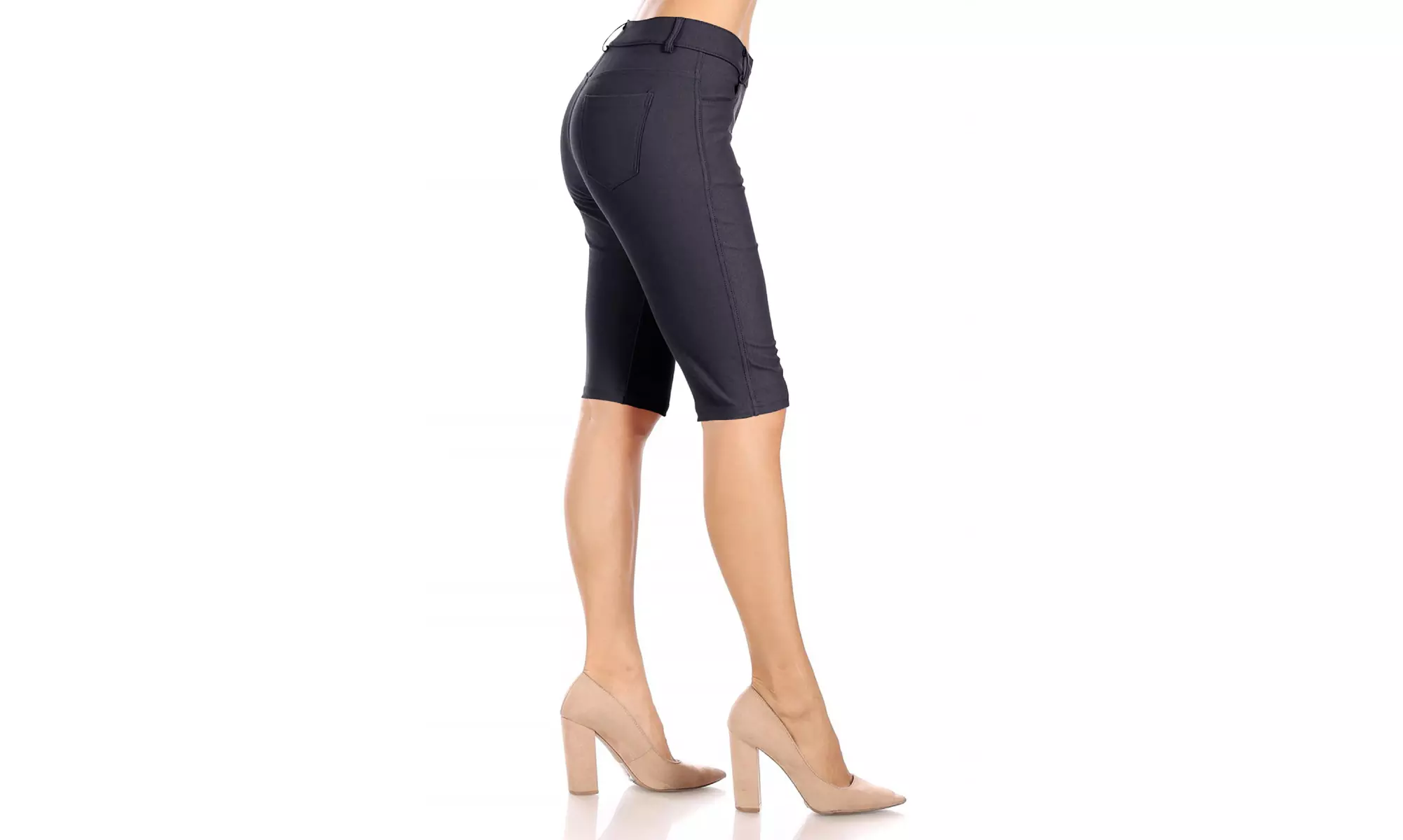 Women's Casual Solid High Waist Slim Fit Bermuda Shorts