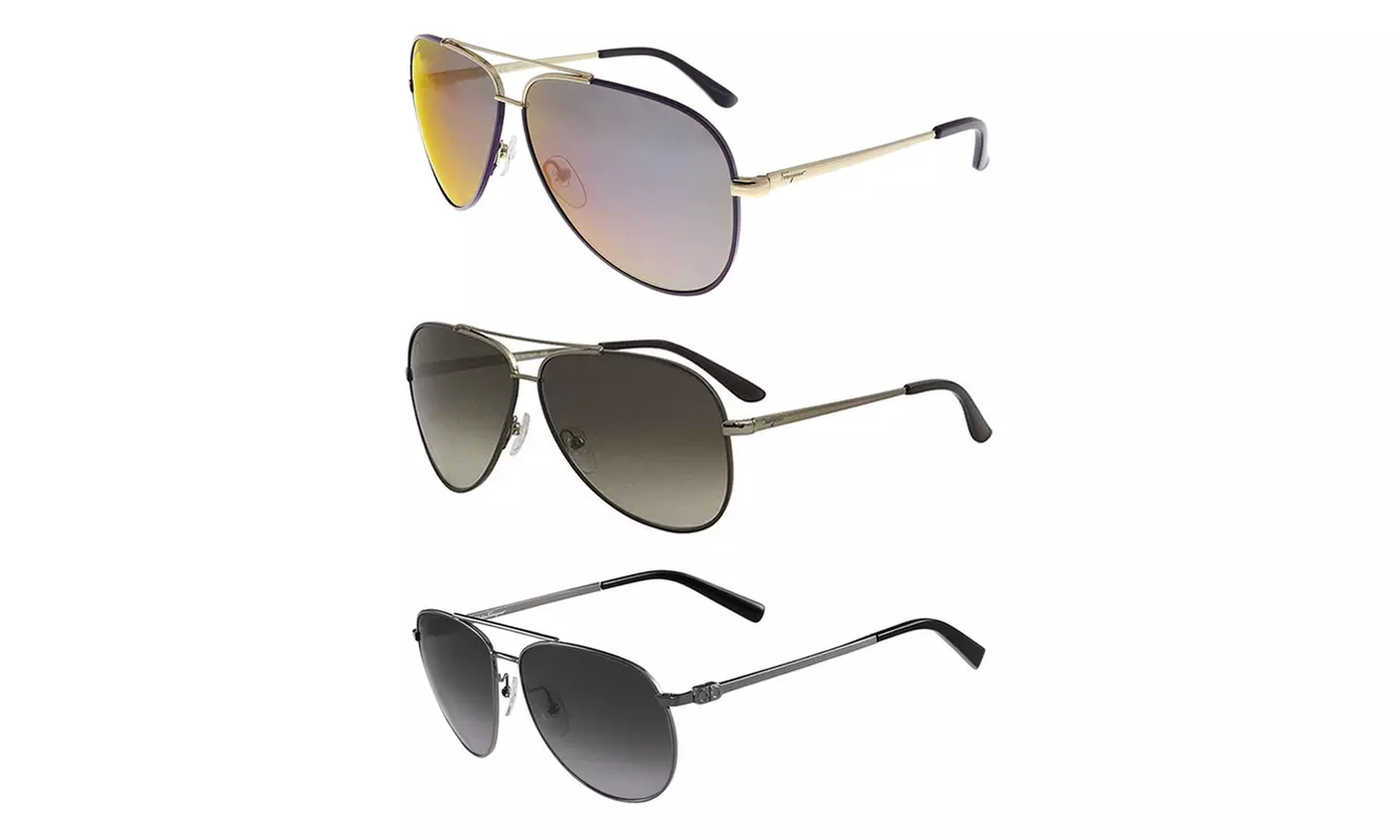 Salvatore Ferragamo Unisex Aviator Sunglasses - Luxury Authentic Designer