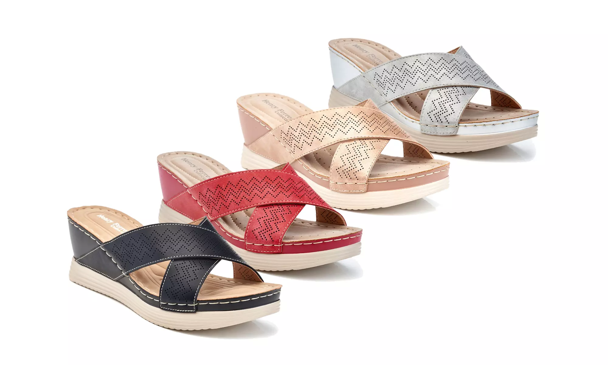 Women's Slip on Casual Perforated Comfort  Birkin Wedge Sandals - Primary Image