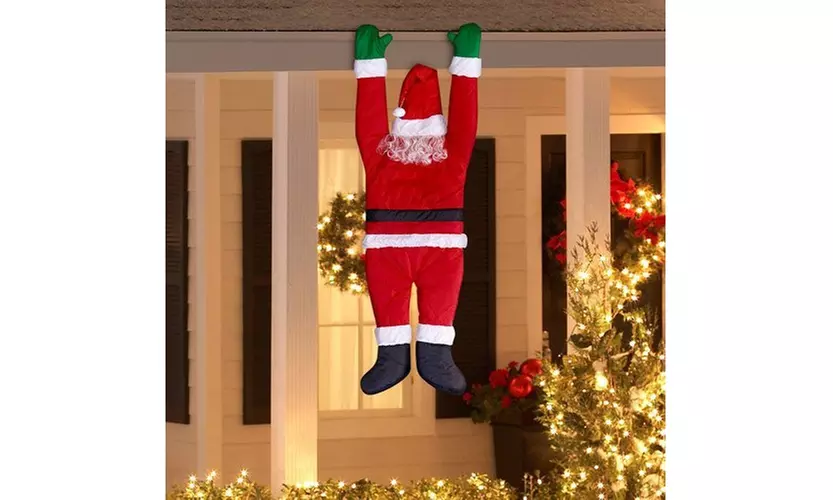 Home Accents Holiday Gemmy Outdoor Decor Santa Hanging from Gutter - Primary Image