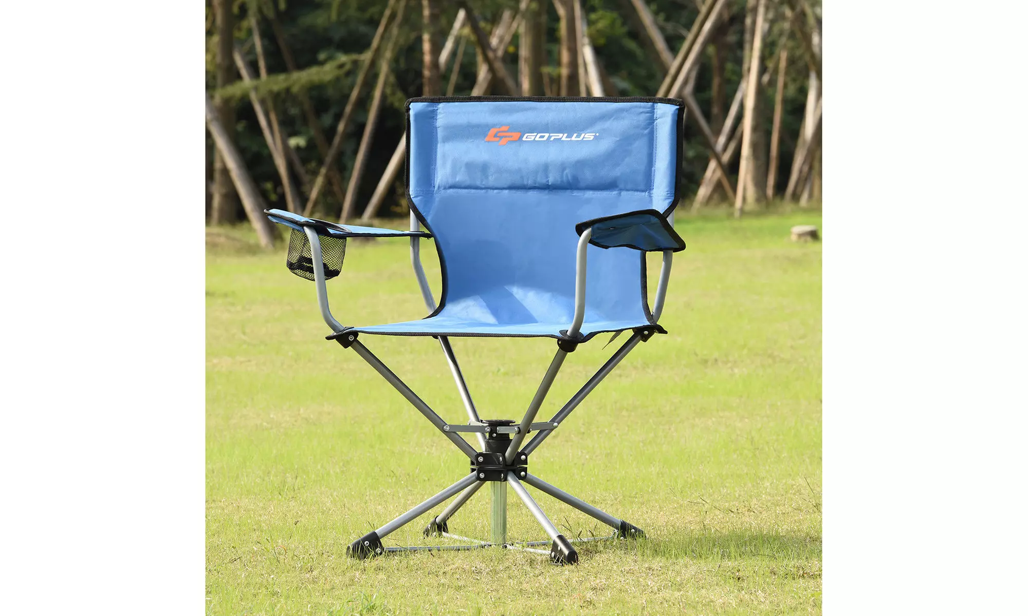 Collapsible Swivel Camping Chair 360degreesFree Rotation for Picnic Fishing - Primary Image
