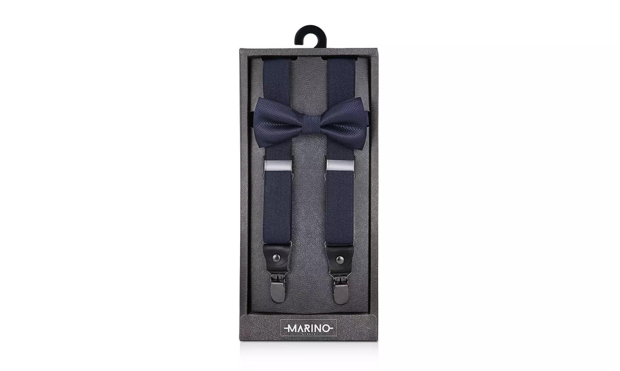Men's Textured Strap 1" Wide Suspender Bow Tie