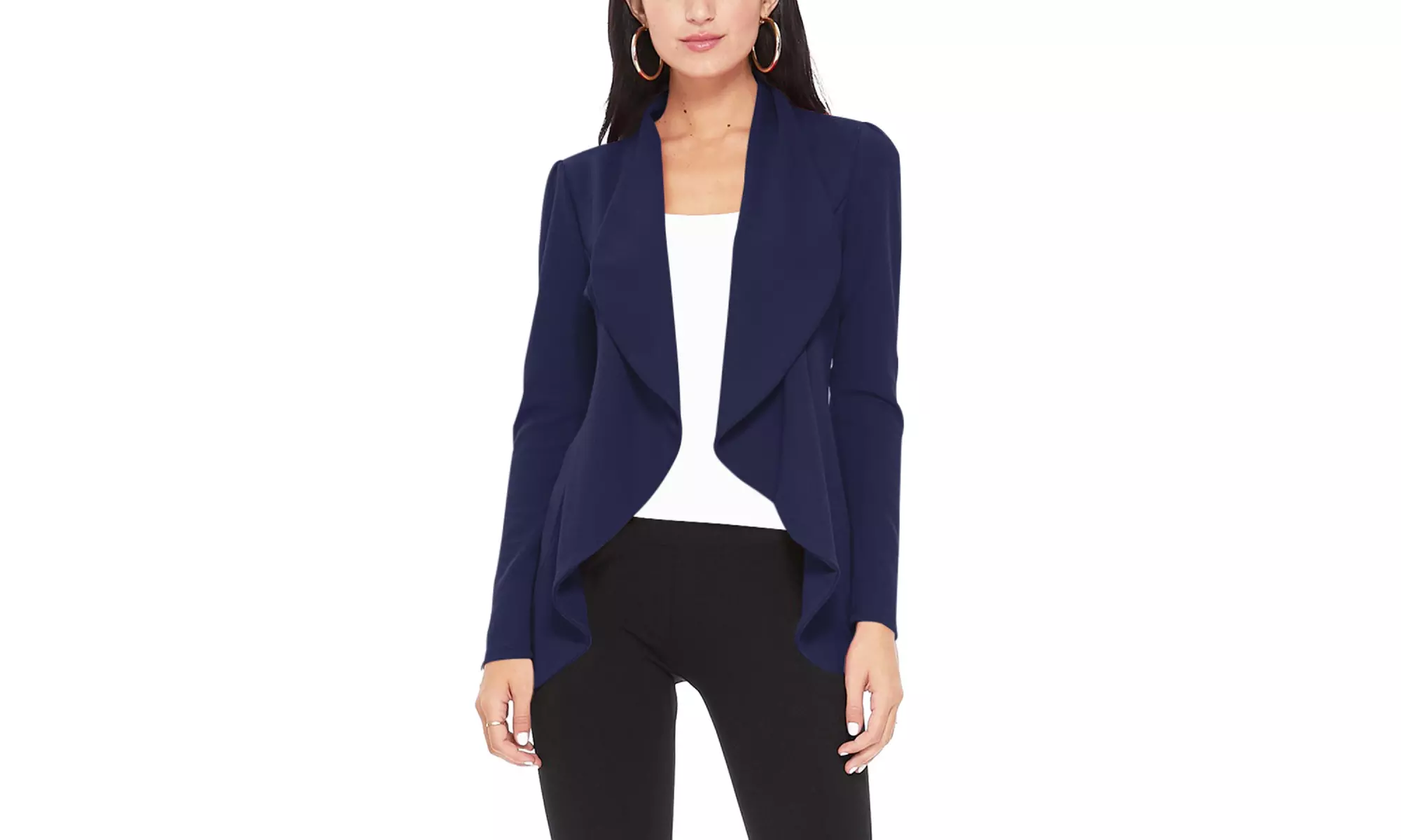 Casual Long Sleeves Open Front Office Wear Solid Blazer Jacket S-3XL
