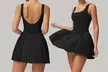 ItBelongs2U Women's Workout Sleeveless Tennis Dress with Pockets Shorts - Second Medium