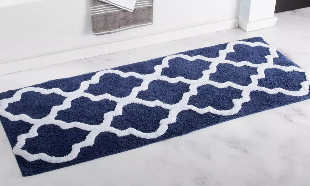 Oversized Lavish Home 100% Cotton Trellis Bathroom Mat (24" by 60")