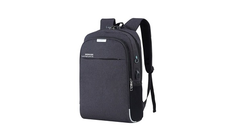 US Waterproof Anti Theft College Backpack Laptop Backpack With USB Charging Port Grey