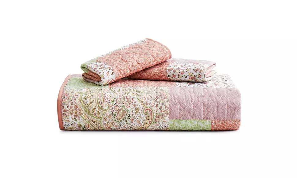 Peace Nest Soft Reversible Print Quilted Coverlet Set