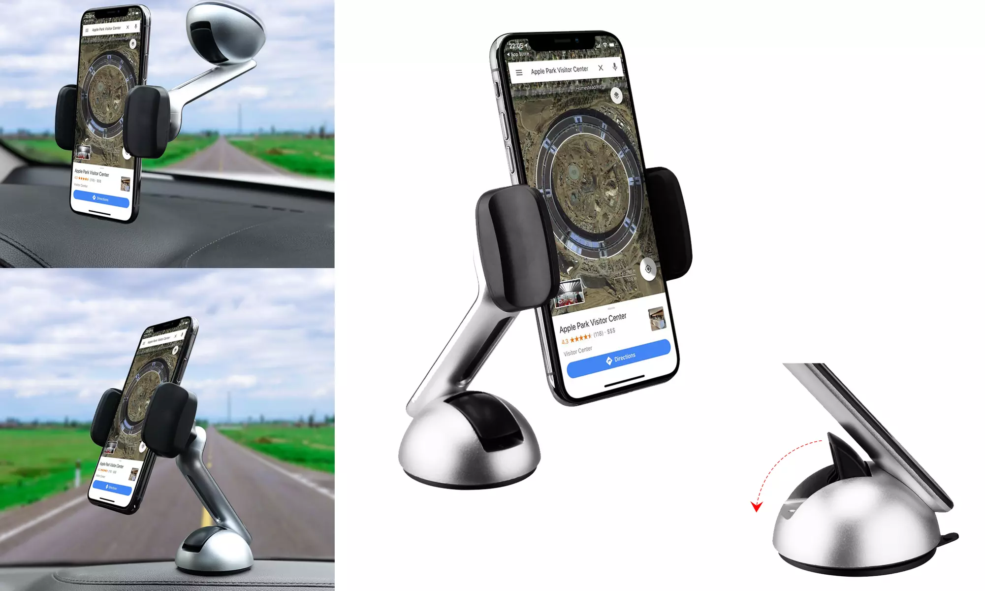 Long Clamp Car Mount Phone Holder for Dashboard and Windshield