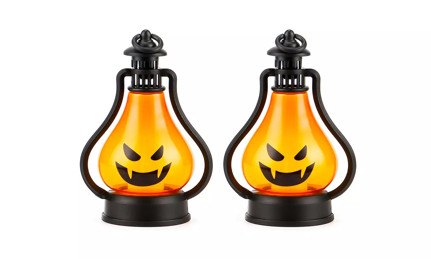 Halloween Lamp Flame LED Lantern Hanging Decor Pumpkin Witch Light Party 