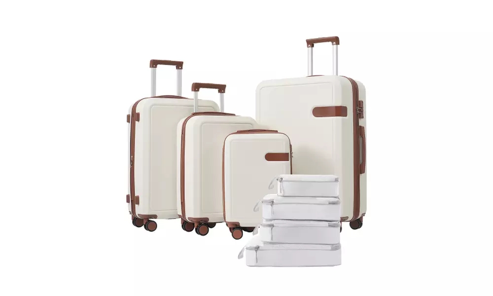 4 Piece Luggage Suitcase Set - Expandable Travel Luggage with 4 Packing Cubes