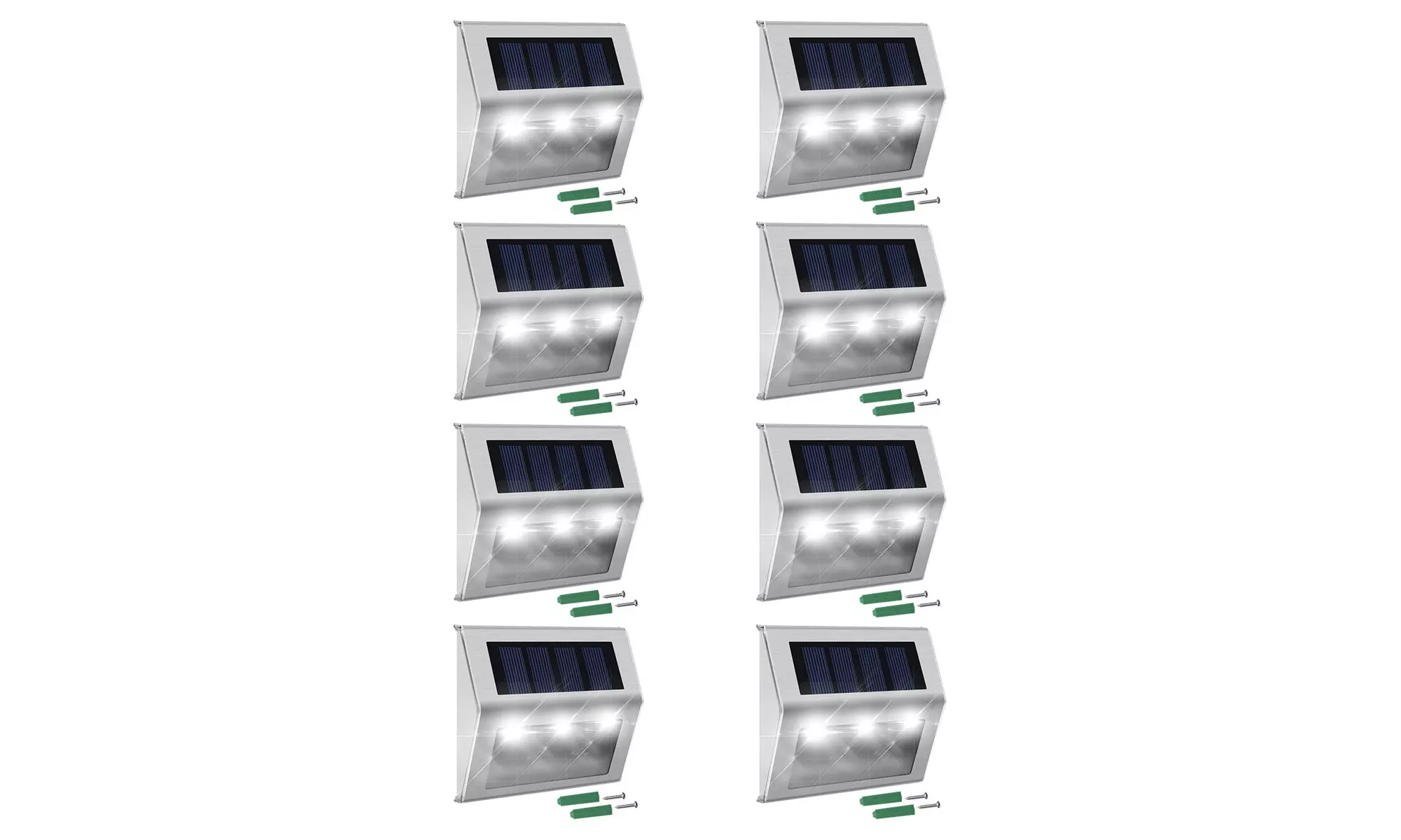 Solar Step Lights with Larger Battery Capacity JACKYLED 8-Pack Stainless Steel - Second Medium