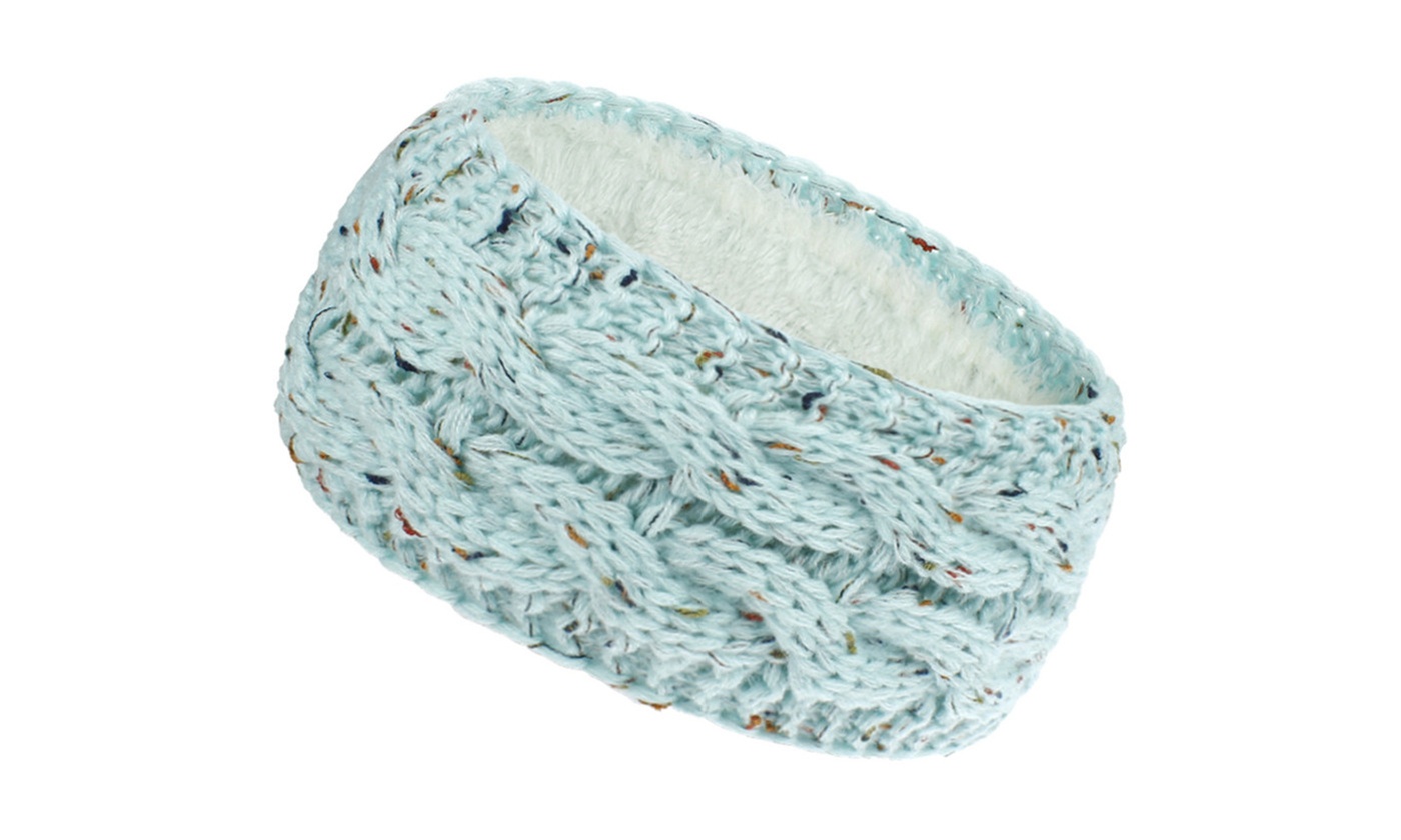 Winter Fuzzy Fleece Lined Thick Knitted Headband Headwrap 