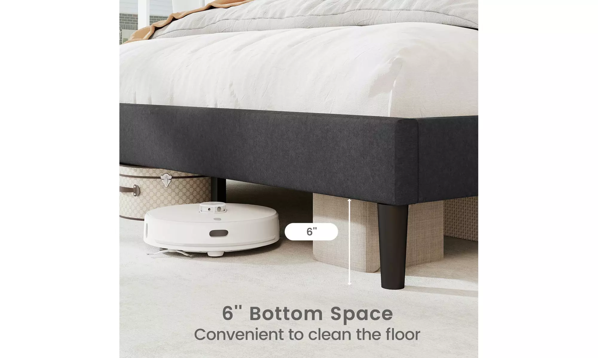 Costway Bed Frame with High Headboard and Wooden Slats