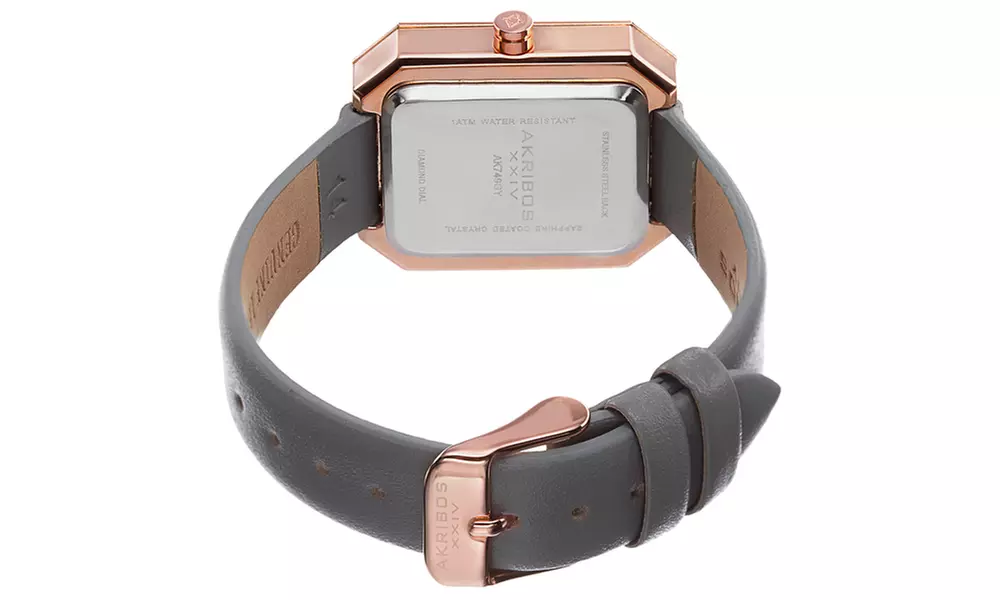 Akribos XXIV Ladies Quartz Genuine Diamond Strap Watch AKGP749GY - Second Medium