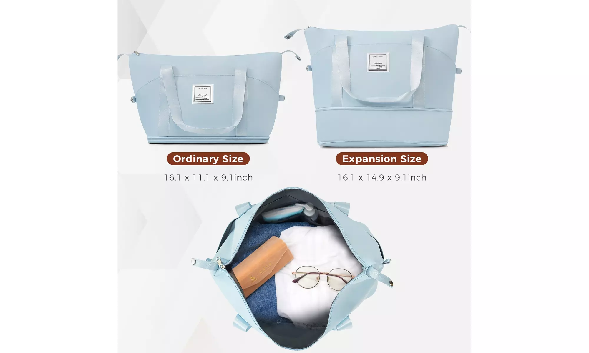 Three-Piece Luggage Set with Front-Opening Carry-On and Expandable Travel Bag