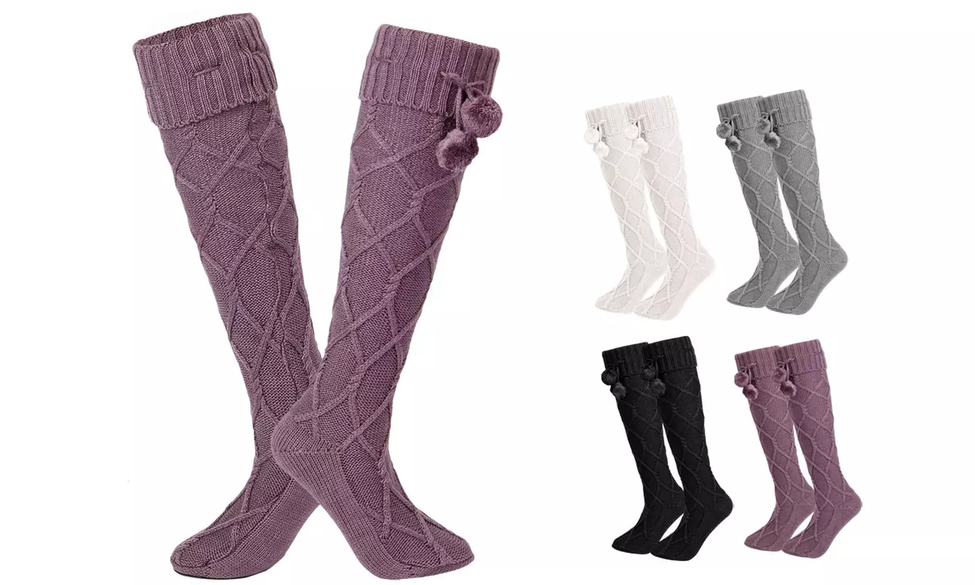Women Woolen Extra Long Boot Socks Over Knee Thigh Stocking Leg Warmers - Primary Image
