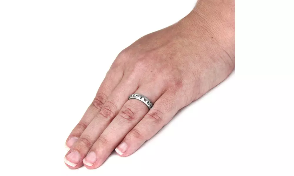 Stainless Steel Laser Engraved 'True Love Waits' Ring - Second Medium