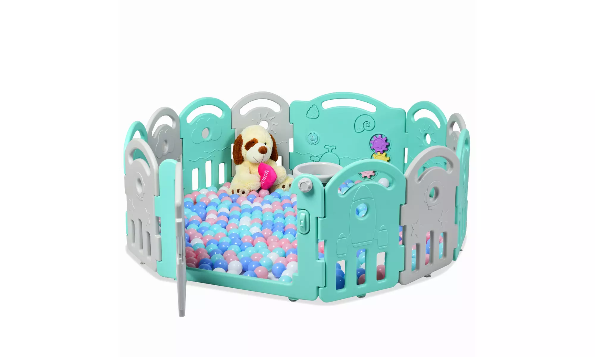 Costway 12-Panel Baby Playpen Kids Activity Center Playard w/Music Box - Primary Image