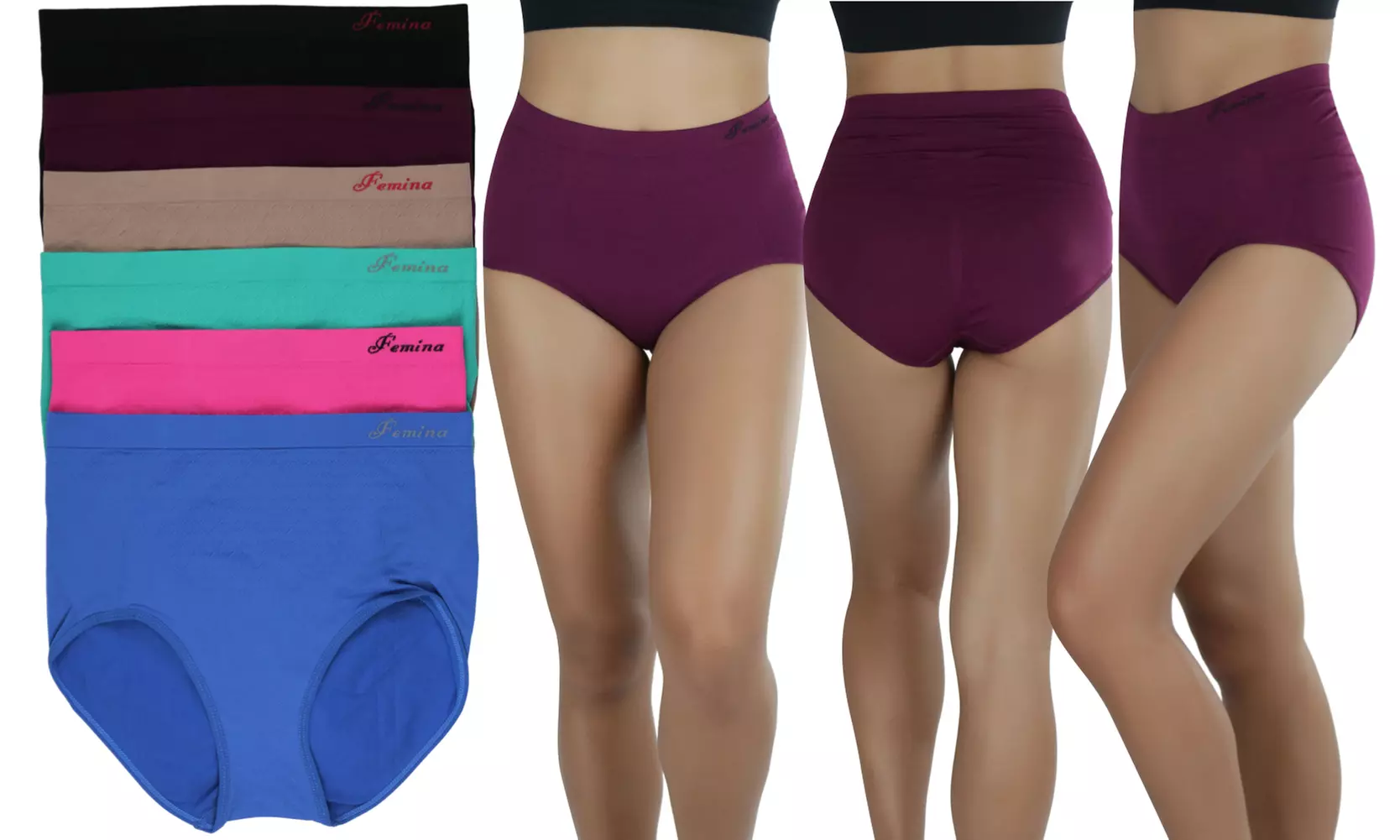 (6 Pack) Femina Smoothing Full Coverage Brief Panty - Plus Size - Primary Image