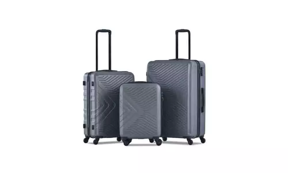 3 Piece Luggage Sets ABS Lightweight Suitcase with Two Hooks, Spinner Wheels - Primary Image