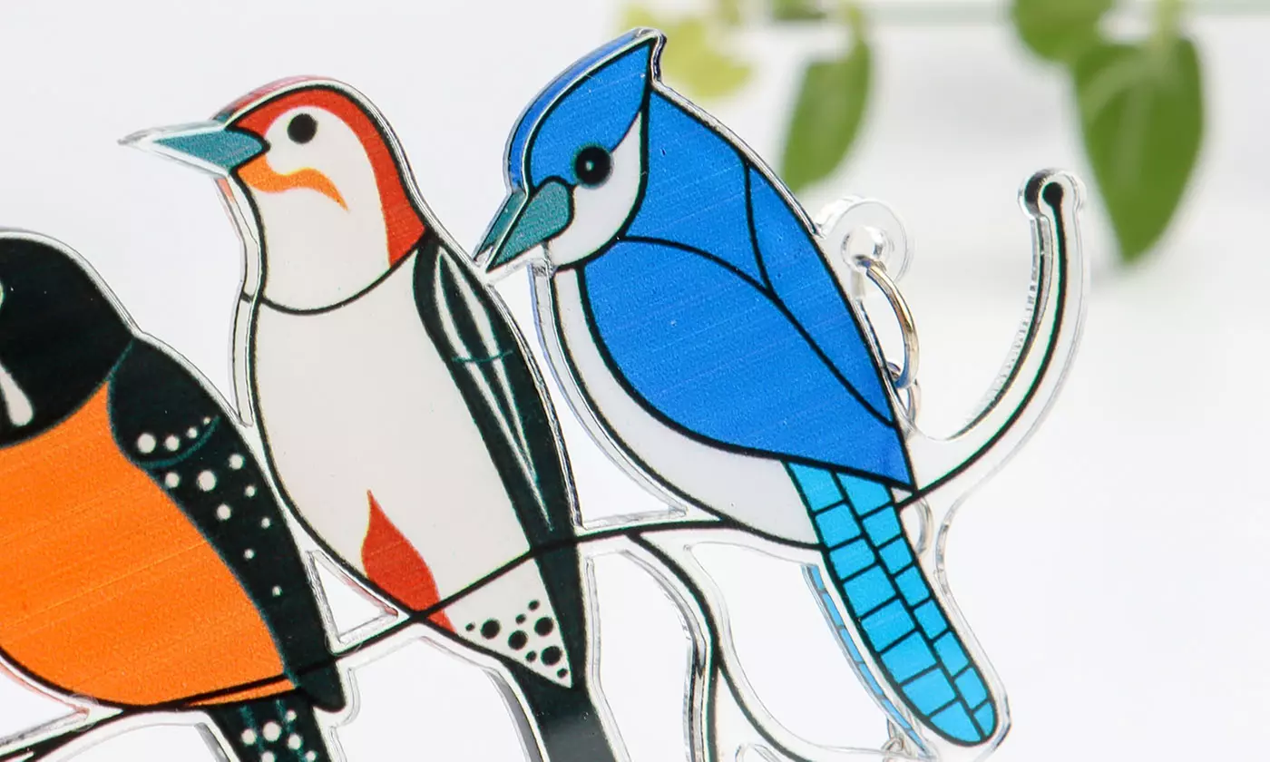 Multicolor Birds On A Wire High Stained Suncatcher Window Panel Home Decor