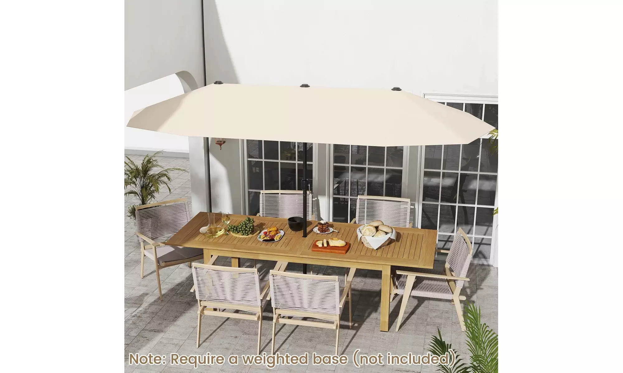 Costway 13ft Outdoor Double-Sided Table Umbrella with Optional LED Lights