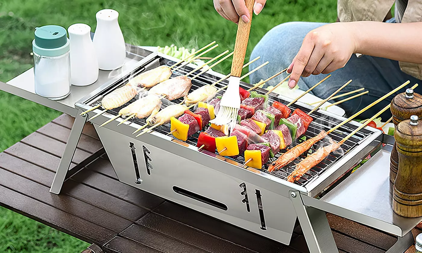 NewHome 3-in-1 Portable Charcoal Grill Fire Pit & Cooker for Camping BBQ