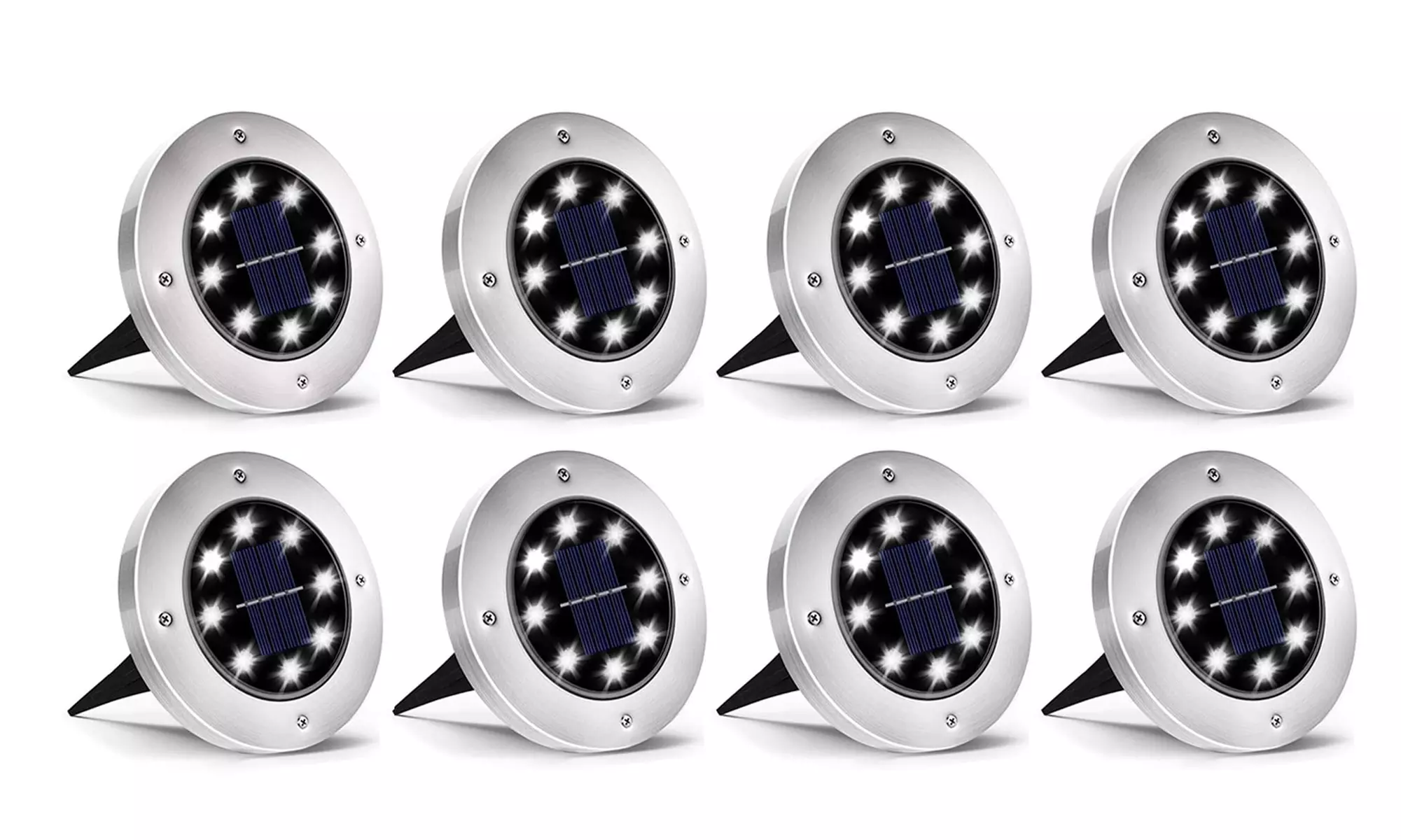 8,16 Pack 8 LED Solar Ground Lights Outdoor Waterproof Solar Disk Lights