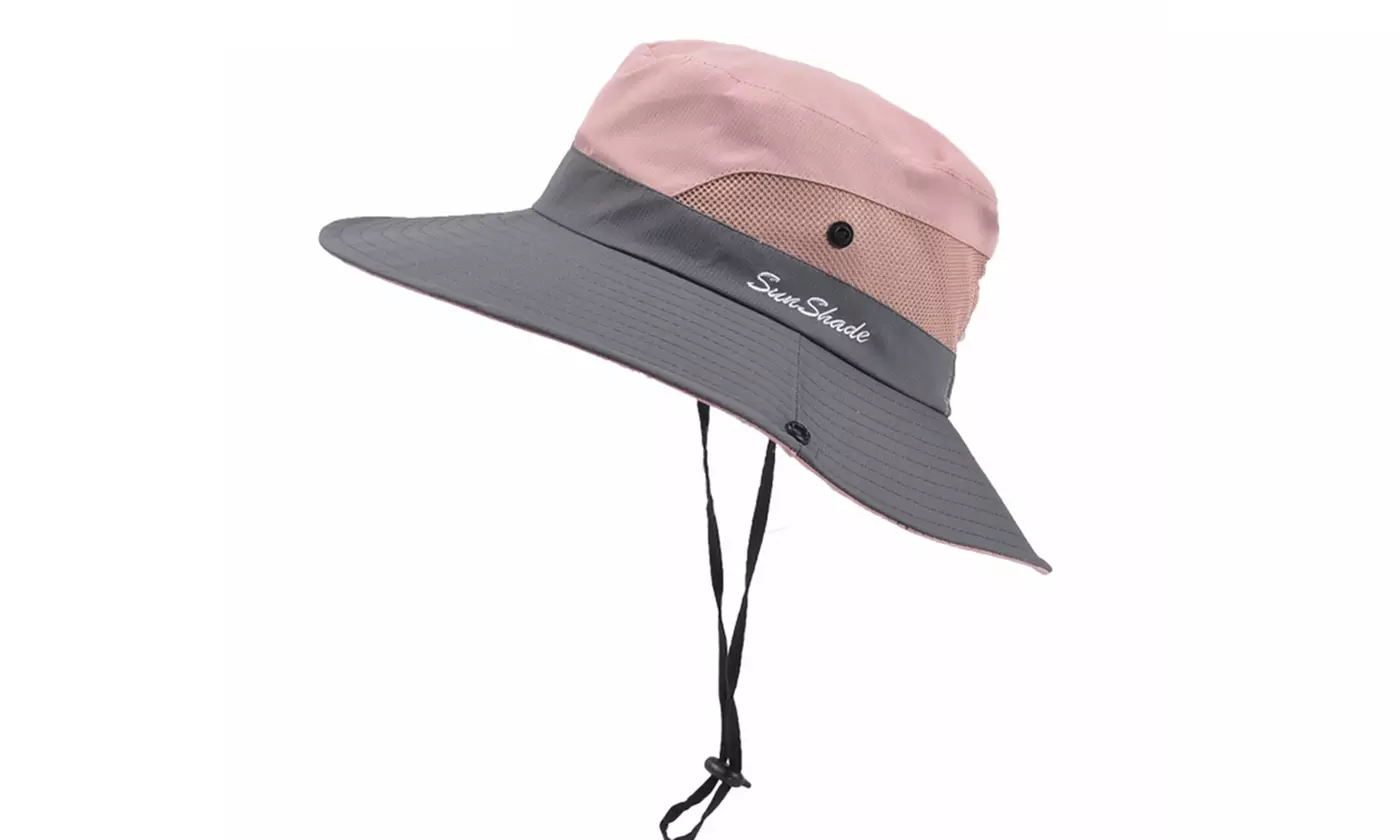Sun Hat for Women with Wide Brim Ponytail - Beach Hats
