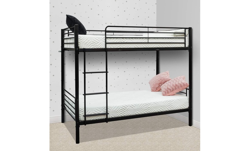 Twin Over Full Bunk Bed for kids Iron Loft Bed With Rubber Pad Ladder ...