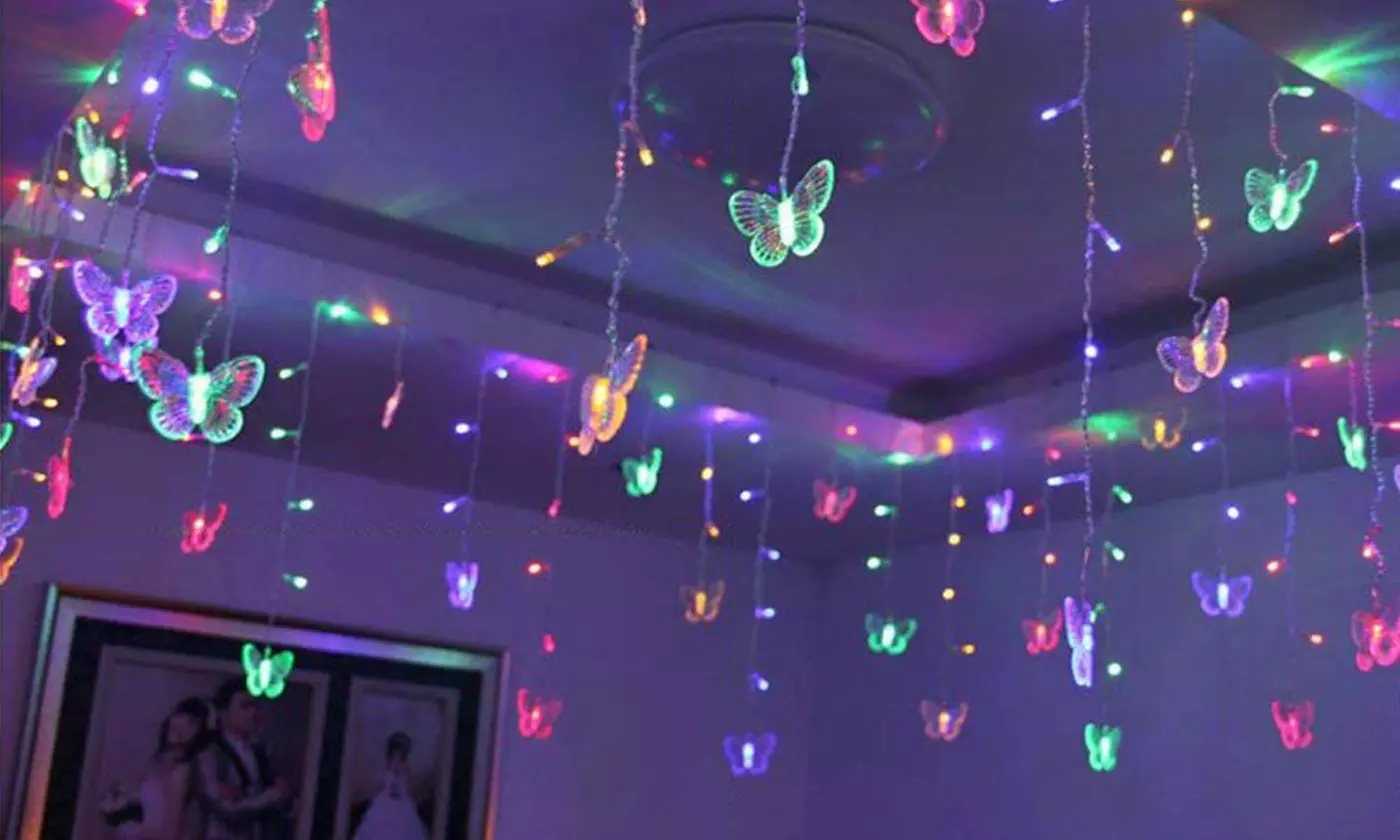 96 LED Christmas Snowflake LED Curtain String Lights Window Curtain Lights
