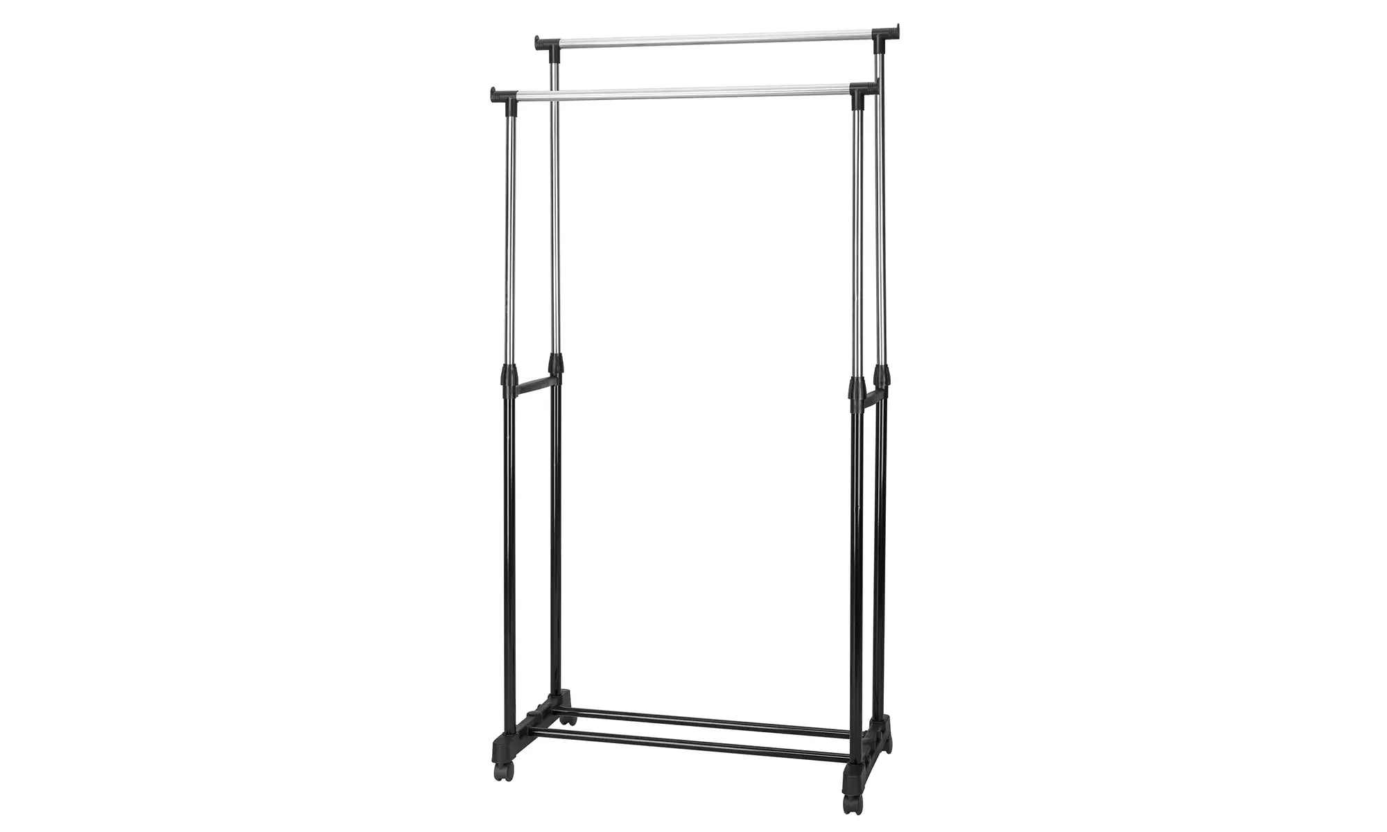 Single/Double Rail Stretching Stand Clothes Rack with Shoe Shelf